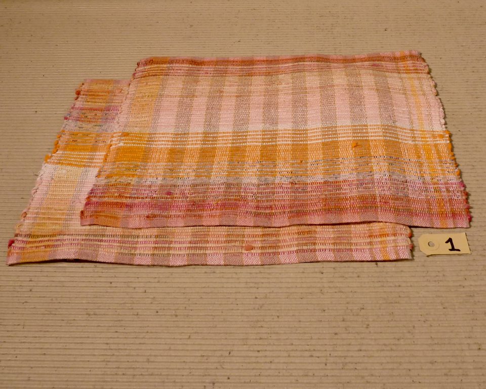 Placemat naturel-wit set 1 rood
